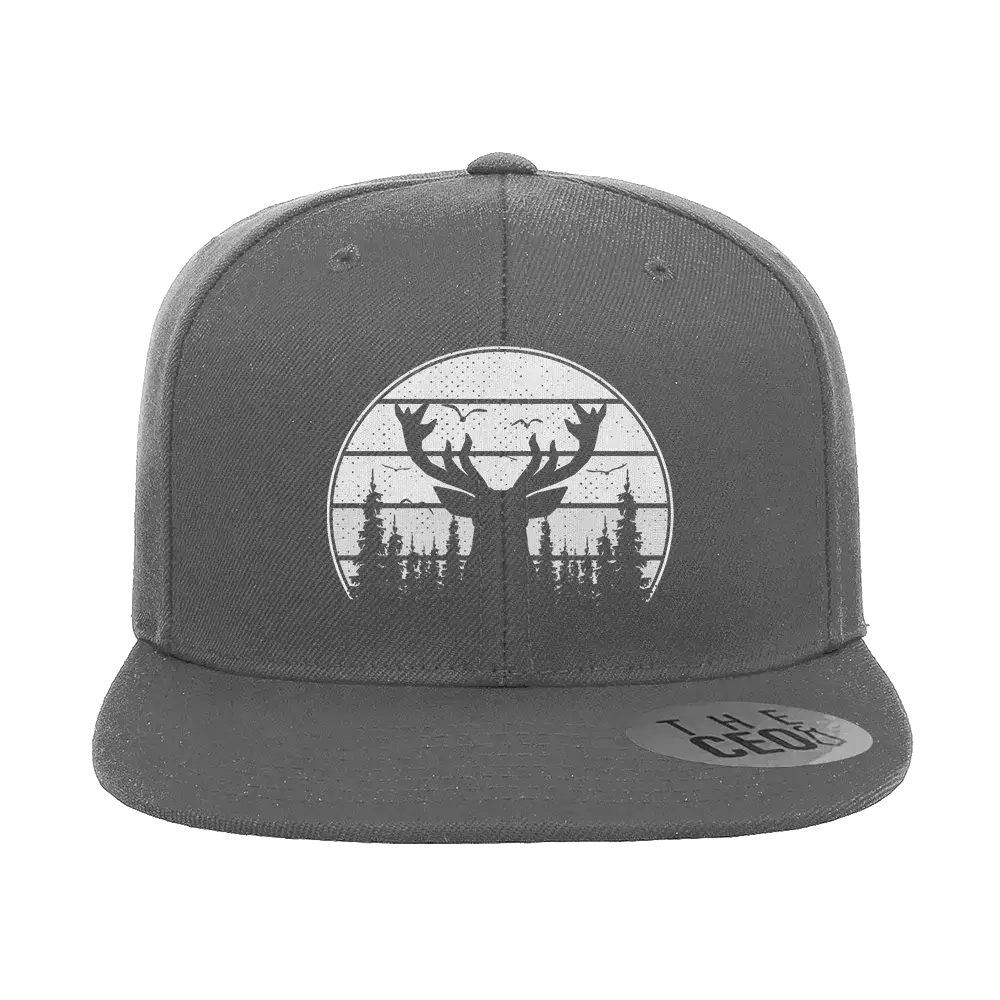 Deer Color Embroidered Flat Bill Hat | Outdoor Wildlife Design Cap | Stylish Adventure & Casual Headwear