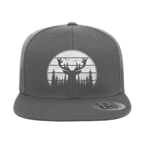 Deer Color Embroidered Flat Bill Hat | Outdoor Wildlife Design Cap | Stylish Adventure & Casual Headwear