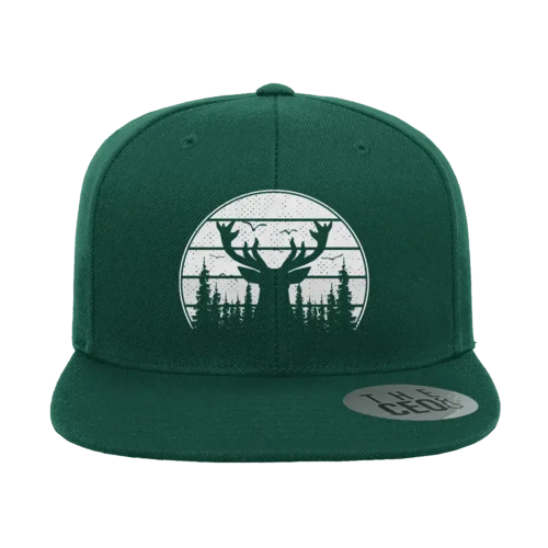 Deer Color Embroidered Flat Bill Hat | Outdoor Wildlife Design Cap | Stylish Adventure & Casual Headwear