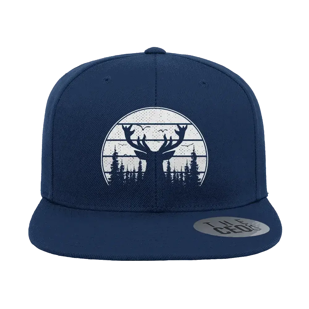 Deer Color Embroidered Flat Bill Hat | Outdoor Wildlife Design Cap | Stylish Adventure & Casual Headwear