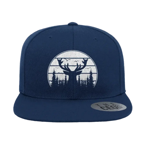 Deer Color Embroidered Flat Bill Hat | Outdoor Wildlife Design Cap | Stylish Adventure & Casual Headwear