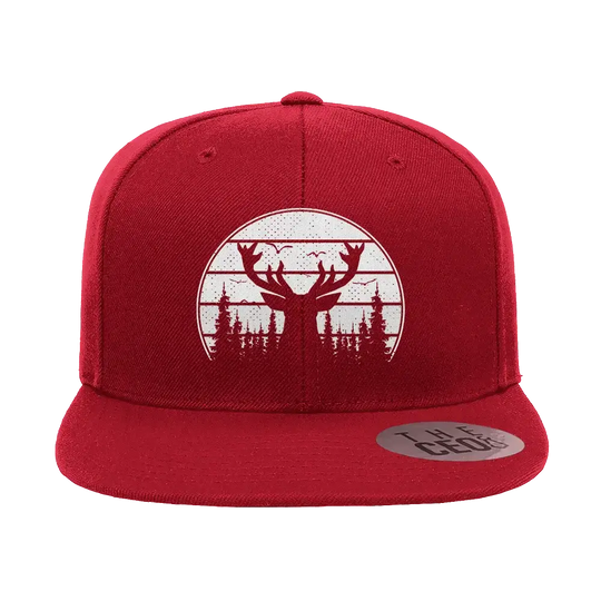 Deer Color Embroidered Flat Bill Hat | Outdoor Wildlife Design Cap | Stylish Adventure & Casual Headwear