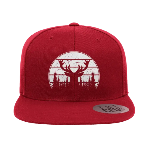 Deer Color Embroidered Flat Bill Hat | Outdoor Wildlife Design Cap | Stylish Adventure & Casual Headwear