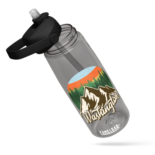 CamelBak Flip Straw Water Bottle 25oz | Custom Mountain Design | Recycled Plastic Eco-Friendly Hydration Bottle