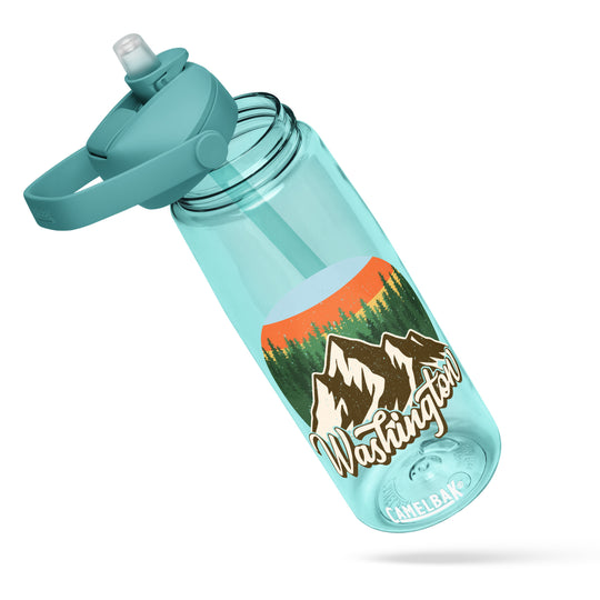 CamelBak Flip Straw Water Bottle 25oz | Custom Mountain Design | Recycled Plastic Eco-Friendly Hydration Bottle