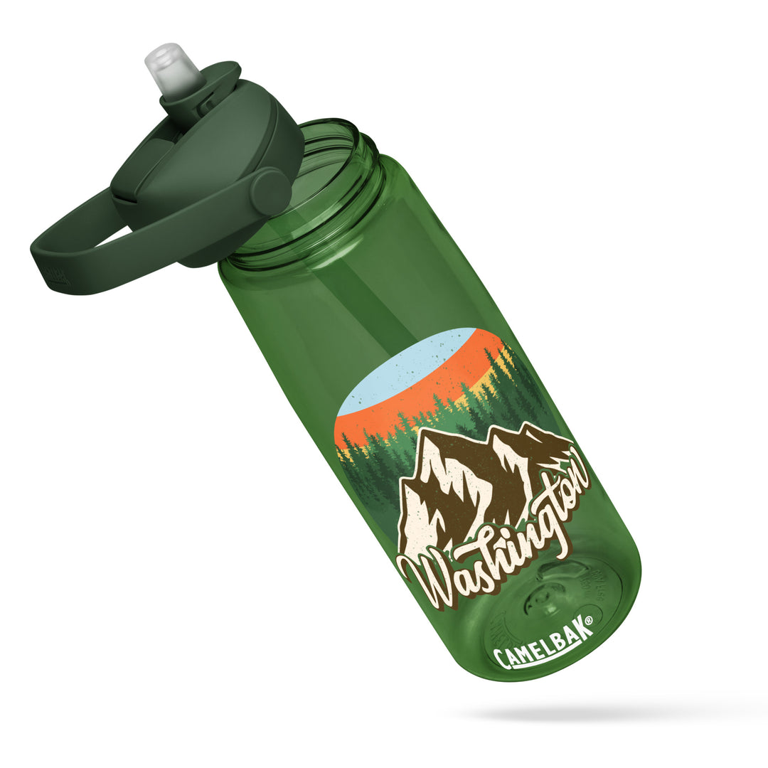 CamelBak Flip Straw Water Bottle 25oz | Custom Mountain Design | Recycled Plastic Eco-Friendly Hydration Bottle