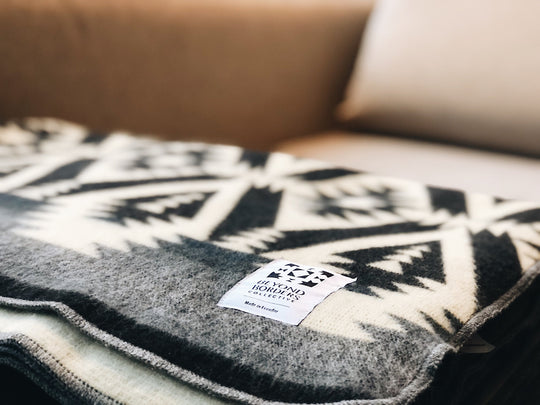 Quichua Blanket Greyscale | Ecuadorian Artisan Queen Blanket | Soft Handmade Sustainable Throw