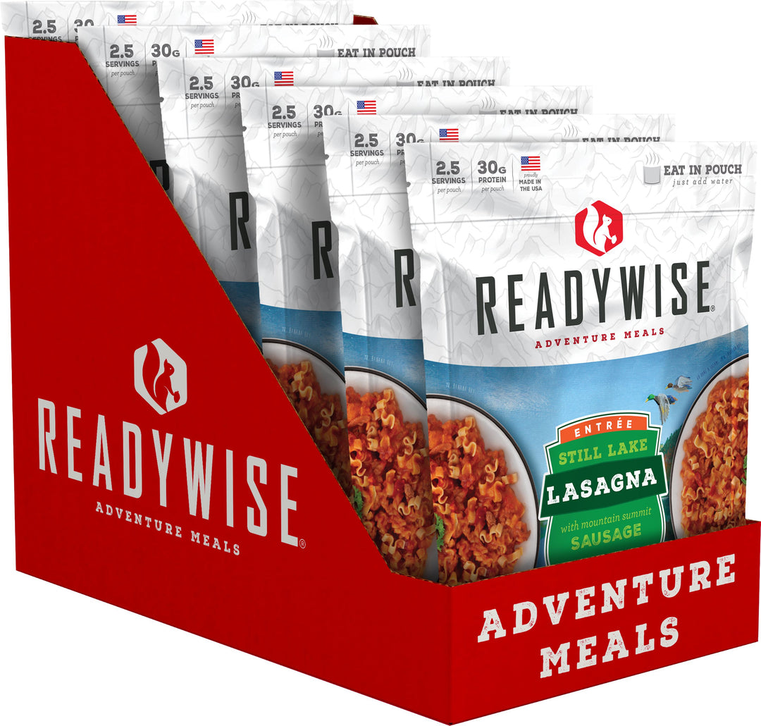 Still Lake Lasagna with Sausage 6-Pack (ReadyWise) | Freeze-Dried Dinner Meal | Lightweight Camping & Emergency Food Supply
