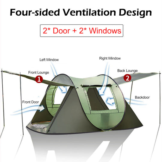 Automatic Pop Up Camping Tent | 4-5 Person Waterproof Shelter | Easy Setup Outdoor Camping Gear