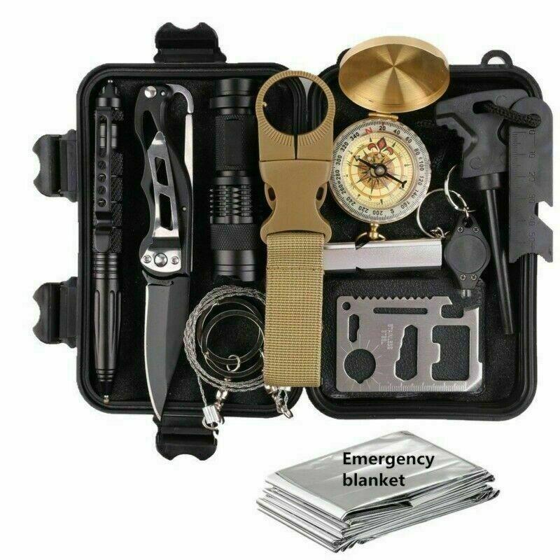 14-in-1 Outdoor Emergency Survival & Safety Gear Kit | Compact Camping & Hiking Essentials | Multi-Tool Adventure Preparedness Set