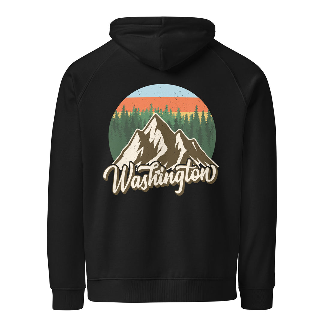 Washington Mountain Hoodie | Unisex Organic Cotton Sweatshirt | Comfortable Outdoor Adventure Logo Hoodie