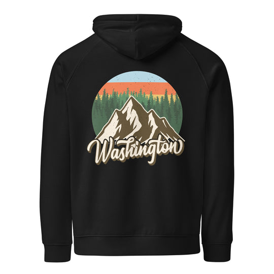 Washington Mountain Hoodie | Unisex Organic Cotton Sweatshirt | Comfortable Outdoor Adventure Logo Hoodie