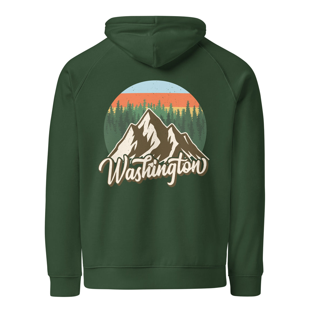 Washington Mountain Hoodie | Unisex Organic Cotton Sweatshirt | Comfortable Outdoor Adventure Logo Hoodie