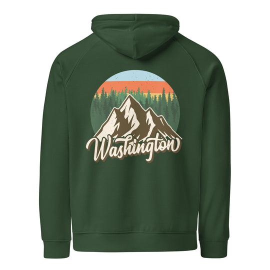 Washington Mountain Hoodie | Unisex Organic Cotton Sweatshirt | Comfortable Outdoor Adventure Logo Hoodie
