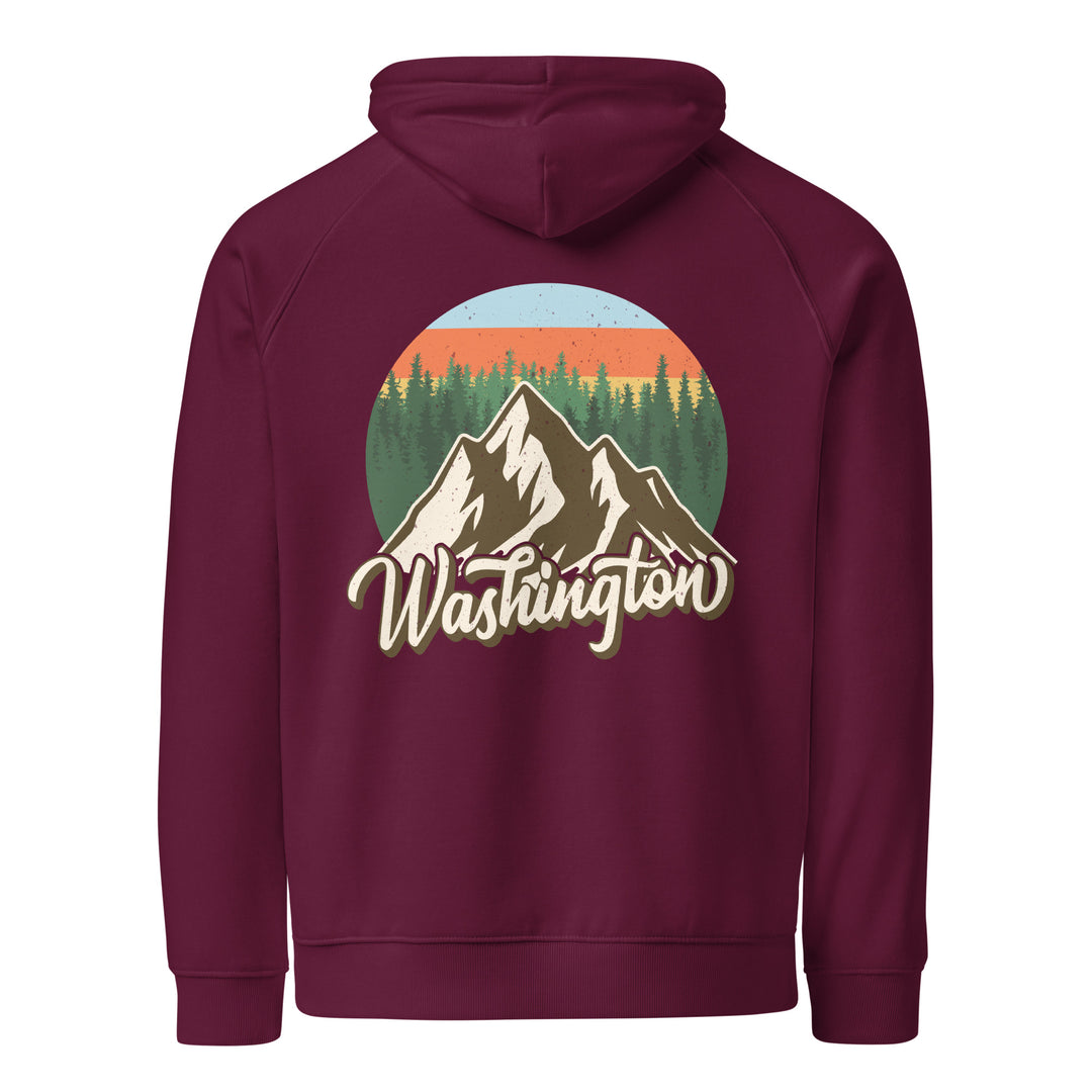 Washington Mountain Hoodie | Unisex Organic Cotton Sweatshirt | Comfortable Outdoor Adventure Logo Hoodie