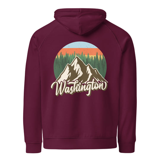 Washington Mountain Hoodie | Unisex Organic Cotton Sweatshirt | Comfortable Outdoor Adventure Logo Hoodie