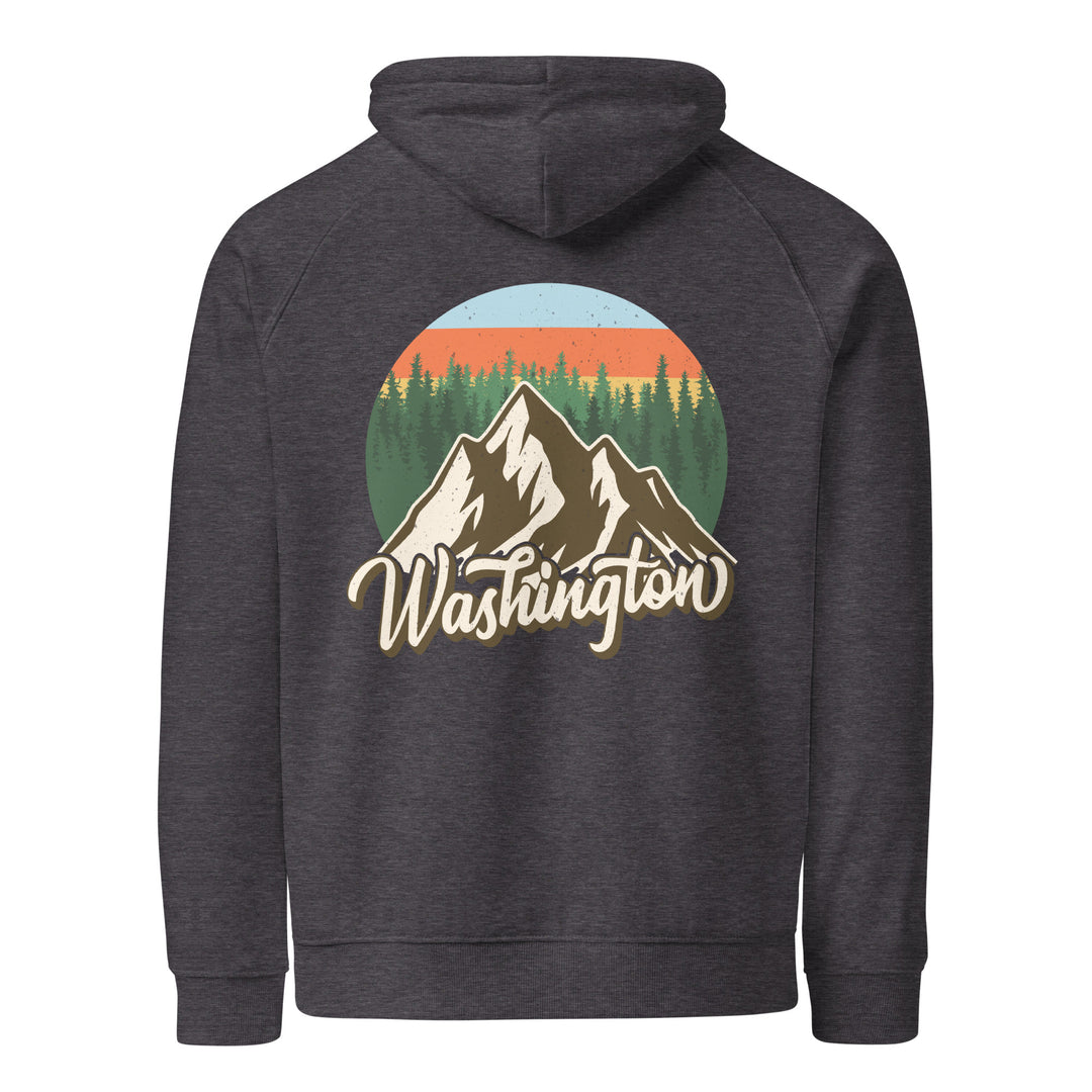 Washington Mountain Hoodie | Unisex Organic Cotton Sweatshirt | Comfortable Outdoor Adventure Logo Hoodie