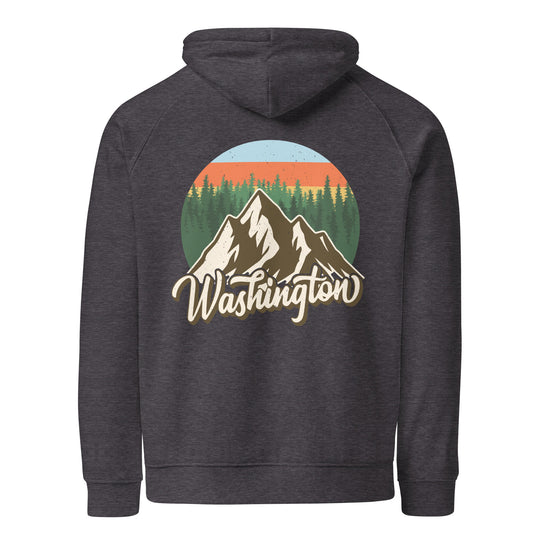 Washington Mountain Hoodie | Unisex Organic Cotton Sweatshirt | Comfortable Outdoor Adventure Logo Hoodie